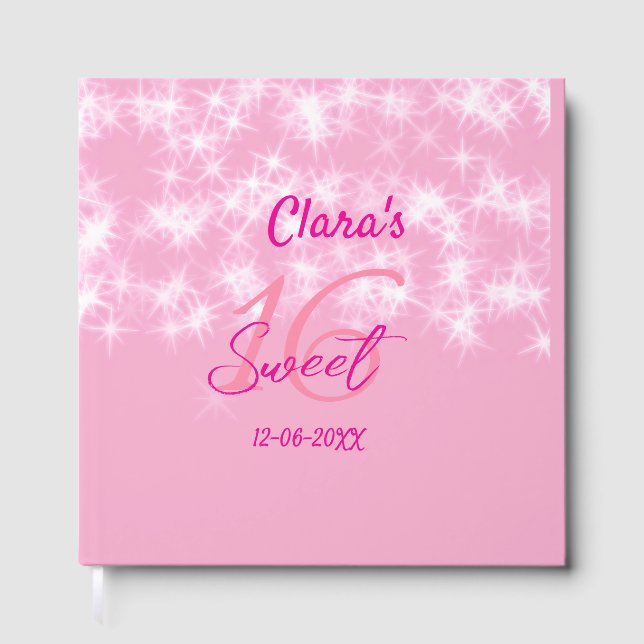 Pastel baby rosa söt 16 födelsedag lägg till namn  gästböcker (Framsida)