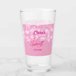 Pastel baby rosa söt 16 födelsedag lägg till namn  glaskopp