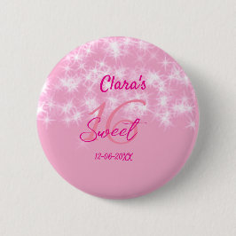 Pastel baby rosa söt 16 födelsedag lägg till namn  knapp