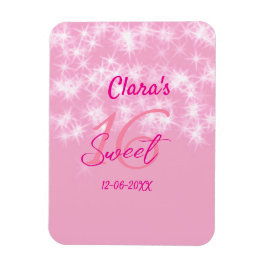 Pastel baby rosa söt 16 födelsedag lägg till namn  magnet