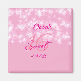 Pastel baby rosa söt 16 födelsedag lägg till namn  magnet