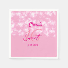 Pastel baby rosa söt 16 födelsedag lägg till namn  pappersservett