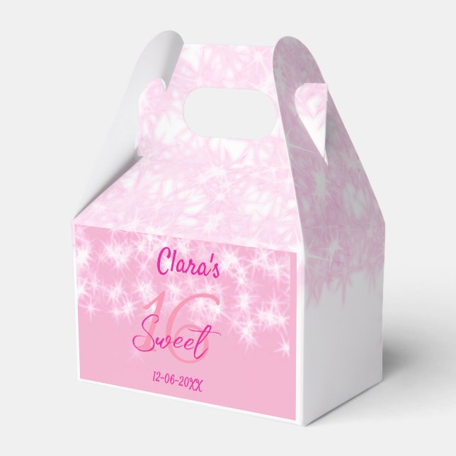Pastel baby rosa söt 16 födelsedag lägg till namn  presentaskar (Framsidan Sidan)