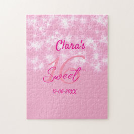 Pastel baby rosa söt 16 födelsedag lägg till namn  pussel