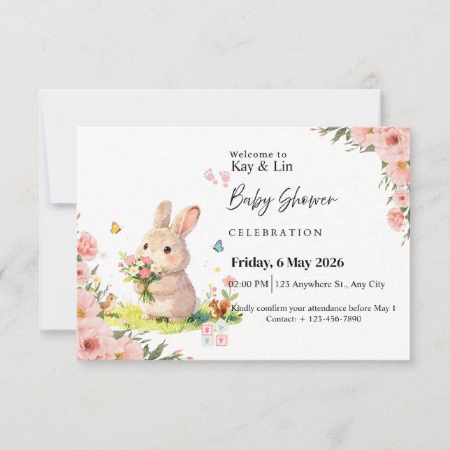 Pastel Baby Shower Card OSA Kort (Framsida)