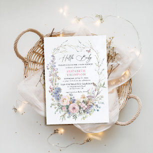 Pastel Baby Shower för kantrat Garden Bird Butterf Inbjudningar