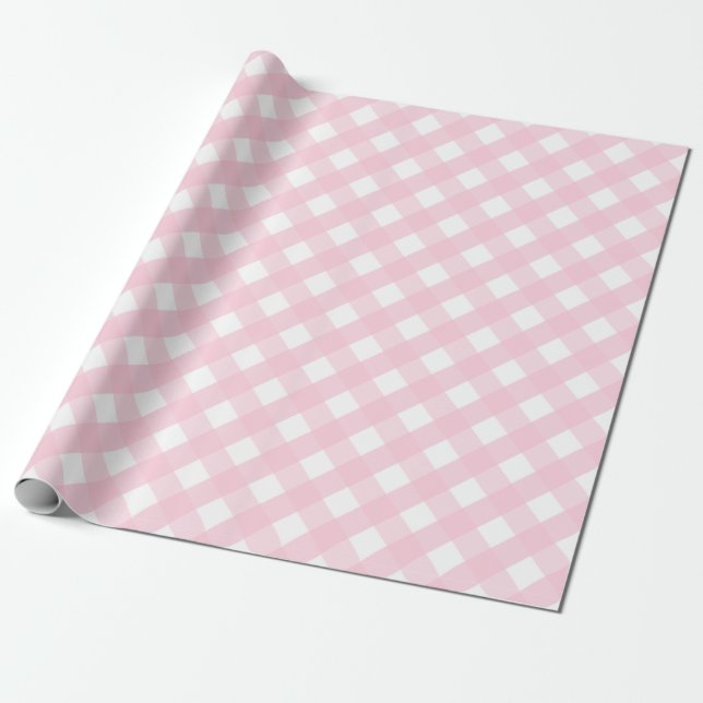 Pastel Baby Soft Rosa and White Check Play Gift Presentpapper (Utrullad)