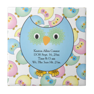 Pastel Baby Uggla Nursery Theme in Blue Kakelplatta