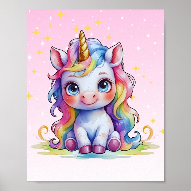Pastel Baby Unicorn-utskrift Poster (Framsidan)