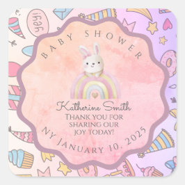 PASTEL babyshower Adorable Editable Celebration Fyrkantigt Klistermärke