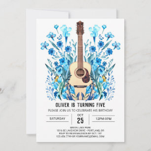 Pastel Ballad Guitar Boy Birthday Inbjudningar