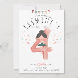 Pastel Ballerina 4th Birthday Girl  Inbjudningar