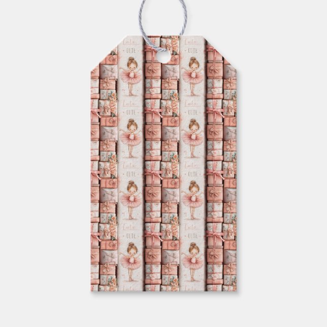 Pastel Ballet Teme med Rosett band och Tutus Presentetikett (Framsidan)