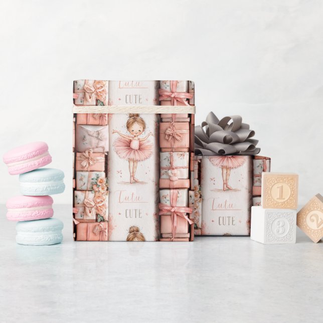Pastel Ballet Theme with Ribbons and Tutus Presentpapper (Baby Shower)