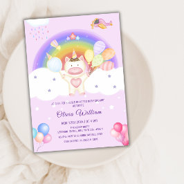 Pastel Balloon Unicorn Rainbow Shower Inbjudningar