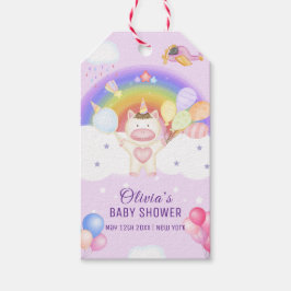 Pastel Balloon Unicorn Rainbow Shower Presentetikett