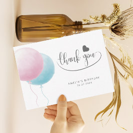 Pastel Balloons Birthday Budget Thank You Anteckningskort