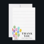 Pastel Balloons Birthday Tackkort Tack Kort<br><div class="desc">Perfekt för en ung barnskrivare med det här platta tackkort-kortet för framställning har subtil linjer för att hjälpa nya författare att behålla linjer rakare och ge dem utrymme att skriva ett enkelt tack för de gåvor som de fått efter sin födelsedagskalender. Söt pastellfödelsedagsballonger läggs till i roligten.</div>
