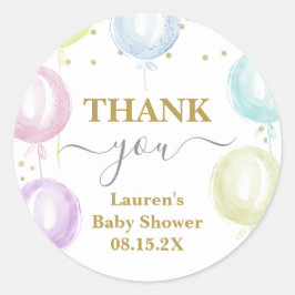 Pastel Ballower Baby Shower Round Sticker Runt Klistermärke
