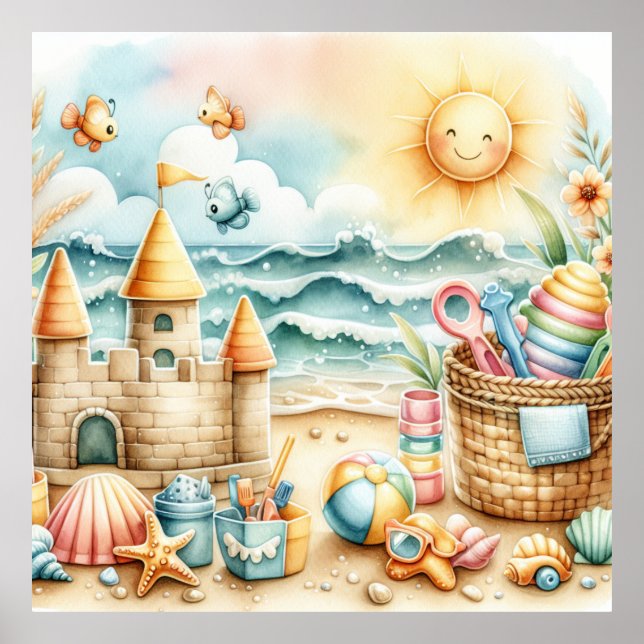 Pastel Beach Nursery Poster (Framsidan)