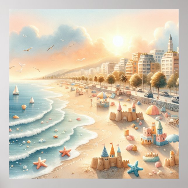 Pastel Beach Nursery Poster (Framsidan)