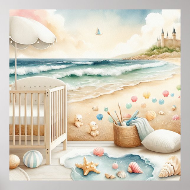 Pastel Beach Nursery Poster (Framsidan)