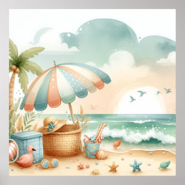 Pastel Beach Plantskola Affisch