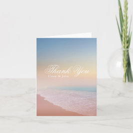 Pastel Beach Scene Bröllop Personlig Tack Anteckningskort