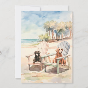 Pastel Beach Scene Hundar i Adirondack-stolar Julkort