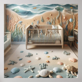 Pastel Beach Thenzed Nursery Room i ett Poster