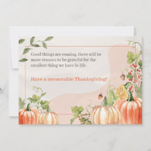 Pastel Beige Blommigt Thanksgiving Julkort