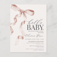 Pastel Beige Coquette Bow Girl Baby Shower Inbjuda