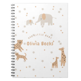 Pastel Beige Cute Illustrative Baby Shower Anteckningsbok