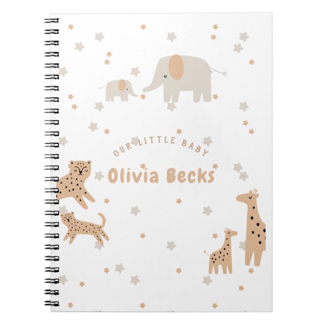 Pastel Beige Cute Illustrative Baby Shower Anteckningsbok (Framsidan)