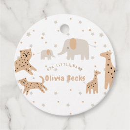 Pastel Beige Cute Illustrative Baby Shower Gåvor Etiketter