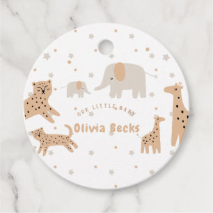 Pastel Beige Cute Illustrative Baby Shower Gåvor Etiketter