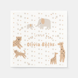 Pastel Beige Cute Illustrative Baby Shower Pappersservett