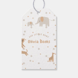 Pastel Beige Cute Illustrative Baby Shower Presentetikett