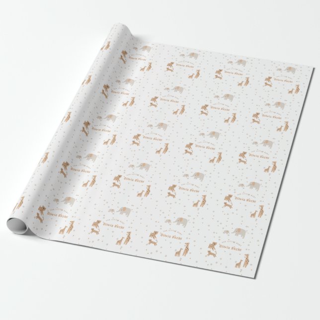 Pastel Beige Cute Illustrative Baby Shower Presentpapper (Utrullad)