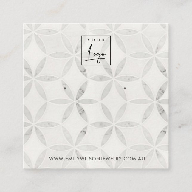 PASTEL BENVIT BLOMMIGT STUD EARRING VISNING CARD FYRKANTIGT VISITKORT (Framsida)