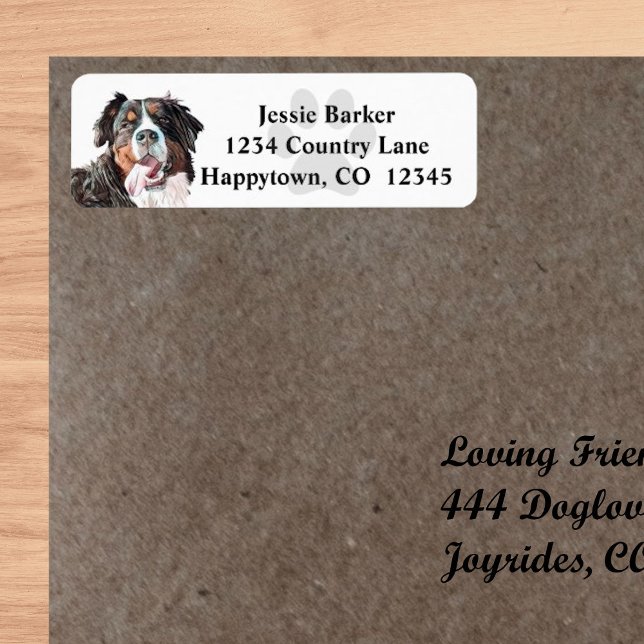 Pastel Bernese Mountain Hund Return-adressetikett Returadress Etikett (Skapare uppladdad)