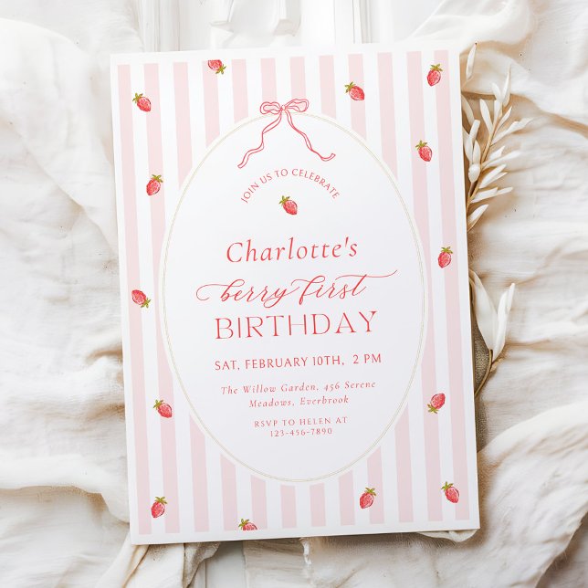 Pastel Berry First Birthday Invitation Inbjudningar (Skapare uppladdad)