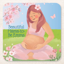 Pastel BeSnygg Mamma-to-Be Baby Shower Underlägg Papper Kvadrat