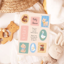 Pastel Bild Ram Woodland Baby Shower Inbjudan