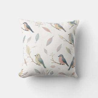 Pastel Birds & Lövs Nature-Inspired Dekorativ kudd Kudde