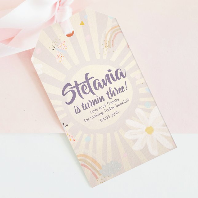 Pastel Birthday Girl Pink Thank You  Presentetikett (Skapare uppladdad)