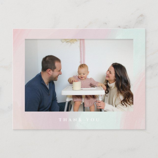 Pastel Birthday Tack Photo Postcard Vykort (Framsida)