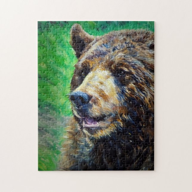 Pastel Black Bear Porträtt Pussel (Vertikal)