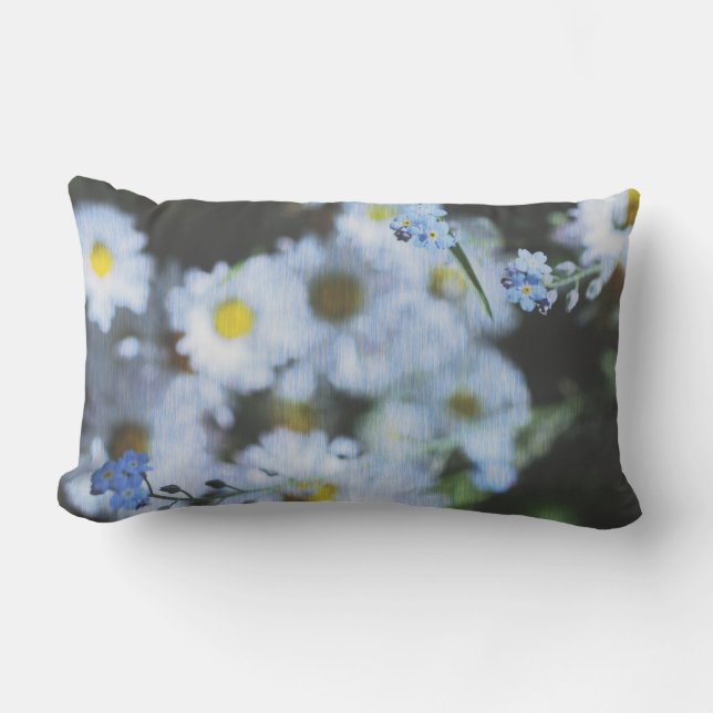 Pastel Blek Blue Daisys Cushion Dekorativ kudde (Framsida)