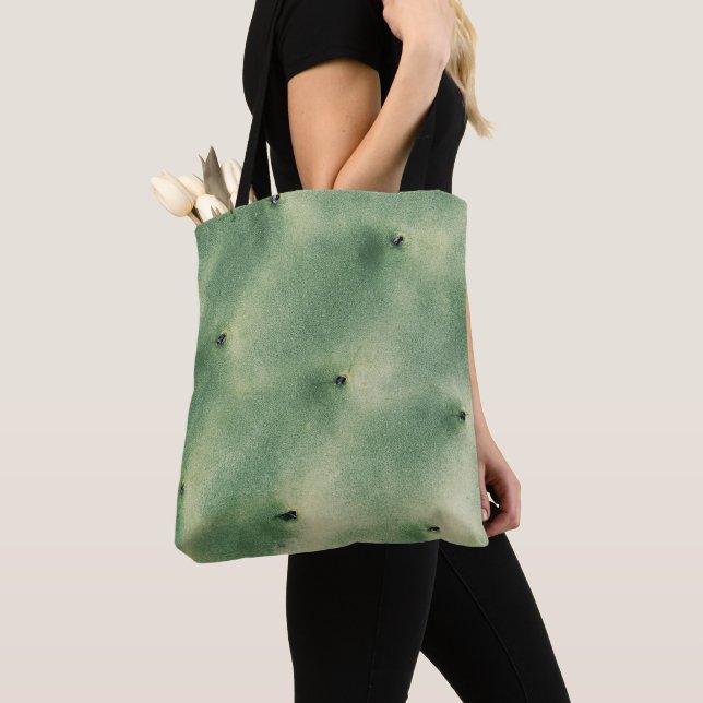 Pastel Blek Grönt Cactus Succulent Thorns Tote Bag Tygkasse (Närbild)